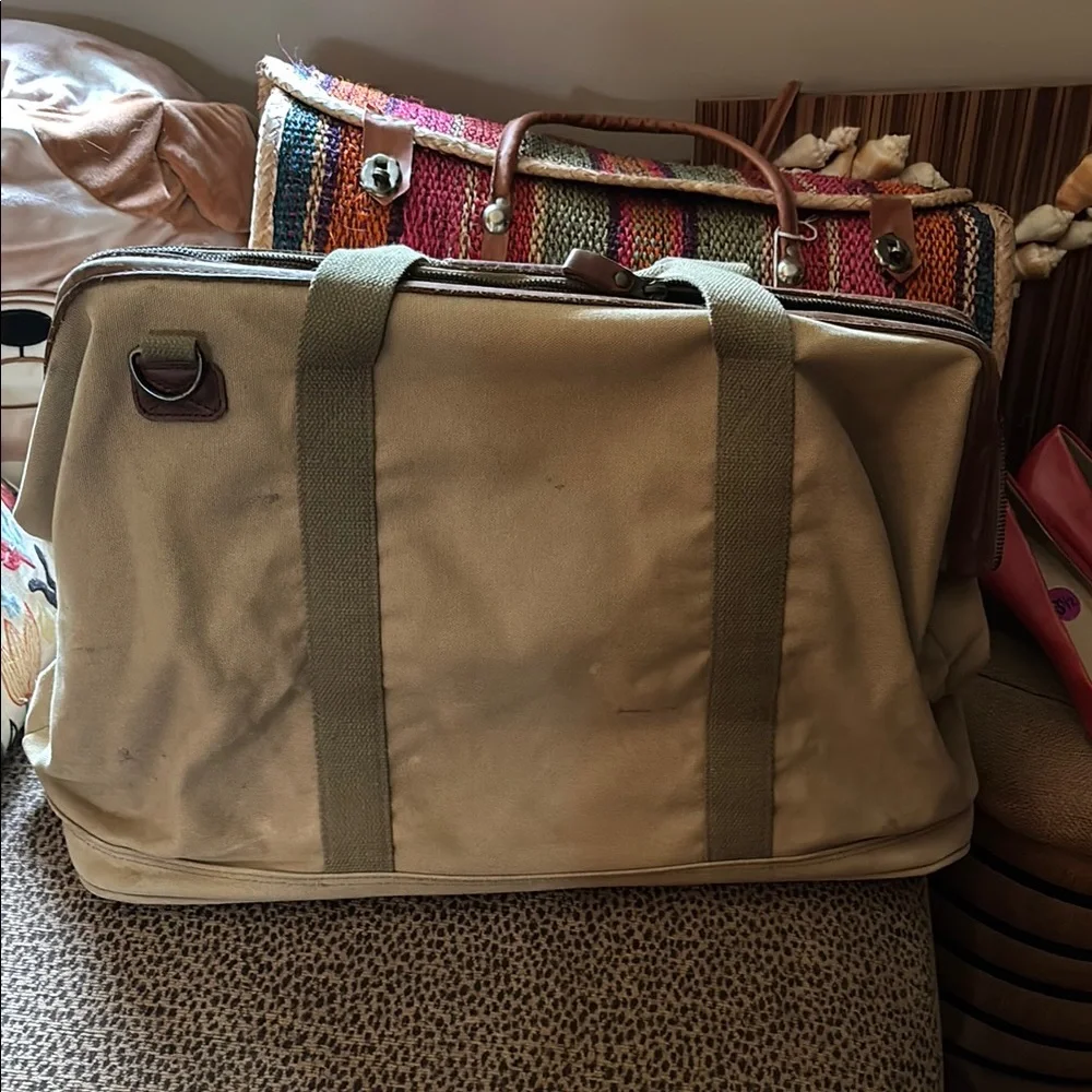 Vintage Khaki and Brown Men's Bag